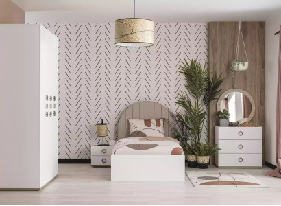 Children's Room Complete Bed Frame Children's Furniture Bed Wood White Set 5 Pieces